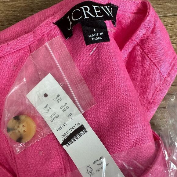 NWT J CREW Maxine button-back dress in linen in pink - Picture 5 of 7
